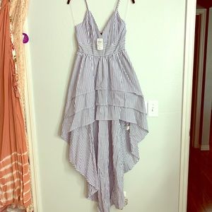 NWT Windsor high low layered striped maxi dress